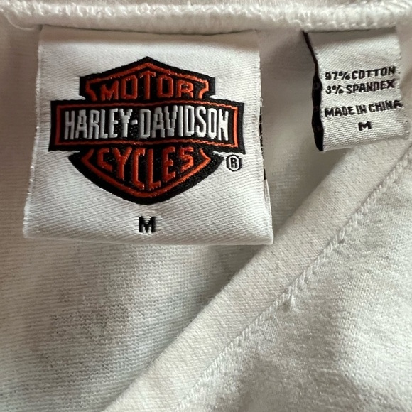Vintage Y2K 2005 Harley-Davidson v-neck baby white tee Ozarks Springfield sz M - Picture 7 of 10